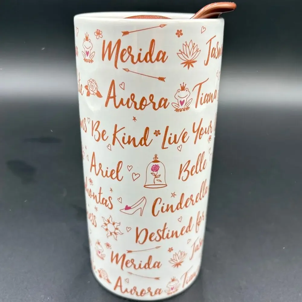 Disney Parks Princess Ceramic Travel Tumbler Coffee Tea Mug with Lid
